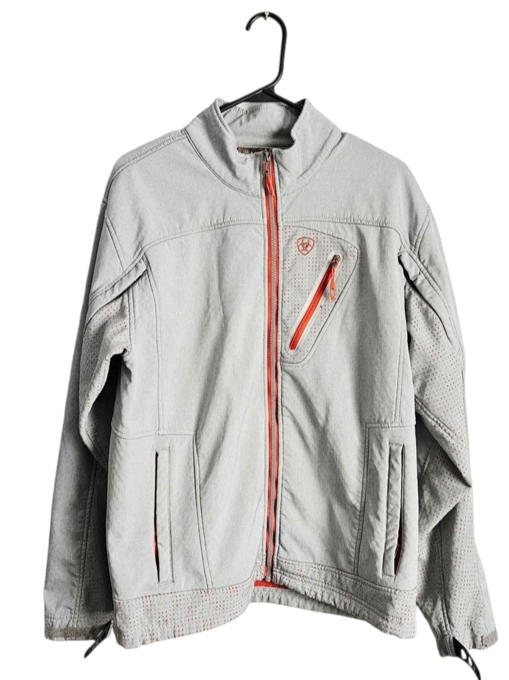 Ariat Forge Men's Size M Gray and Orange Softshell Full-Zip Closure Jacket